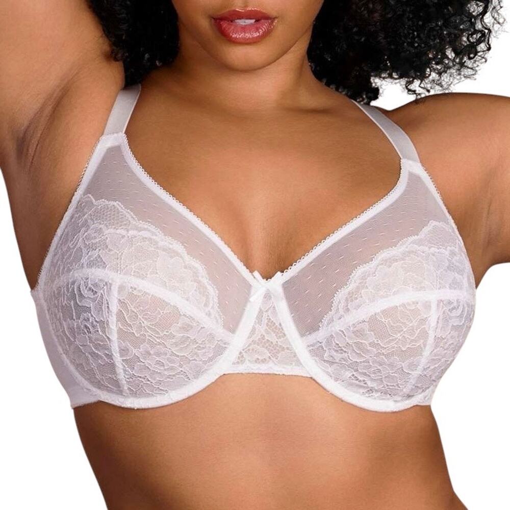 HSIA Enchante White Lace Soft Mesh Underwire Bra Women's Size 38H NWT Lingerie